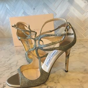 Jimmy Choo Lang Glittered Strappy Sandal